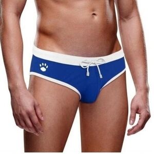 Men's Blue Swim Briefs with White Trim